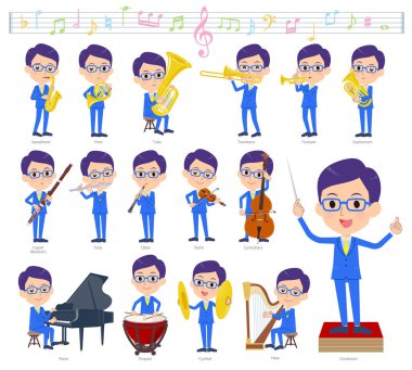 Birtakım adamlar klasik müzik performansları üzerinde. Eylem çeşitli aletleri yaylı aletler ve rüzgar aletleri gibi oynamak için vardır. Böylece düzenlemek kolaydır vektör sanat değil.