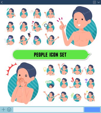 İç çamaşırlı bir grup erkek, SNS ekranında çeşitli duygular ifade eder. Neşe ve üzüntü gibi duyguların varyasyonları vardır. Bu bir vektör sanatı, bu yüzden düzenlemesi kolaydır..