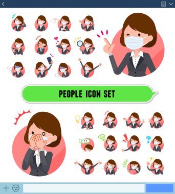 Maske takan bir grup kadın değişik duygular ifade eder. Neşe ve üzüntü gibi duygular vardır. Bu vektör sanatıdır, yani düzenlemek kolaydır..