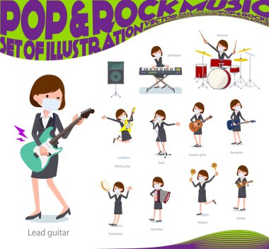 Rock 'n' roll ve pop müzik çalan bir grup kadın. Ukulele ve tef gibi çeşitli enstrümanlar da var. Bu vektör sanatı bu yüzden düzenlemek kolay..