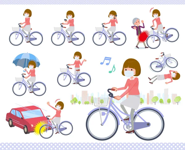 Şehir Bisikletine Binen Bir Grup Kadın Görgü Kuralları Sorunlarla Ilgili — Stok Vektör