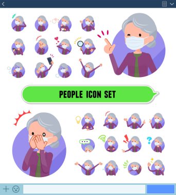 Maske takan bir grup yaşlı kadın değişik duygular ifade eder. Neşe ve üzüntü gibi duygular vardır. Bu vektör sanatıdır, bu yüzden düzenlemek kolaydır..