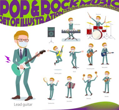 Rock 'n' roll ve pop müzik çalan bir grup sarışın iş adamı. Ukulele ve tef gibi çeşitli enstrümanlar da var. Bu vektör sanatı bu yüzden düzenlemek kolay..