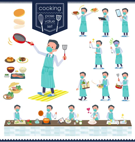 Yemek Pişirme Konusunda N95 Maskesi Takan Bir Grup Doktor Mutfakta — Stok Vektör