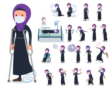 Maske takan ve hastalıklı bir grup kadın. Bağımlılığı ve ölümü ifade eden eylemler var. Vektör sanatı bu yüzden düzenlemek kolay..