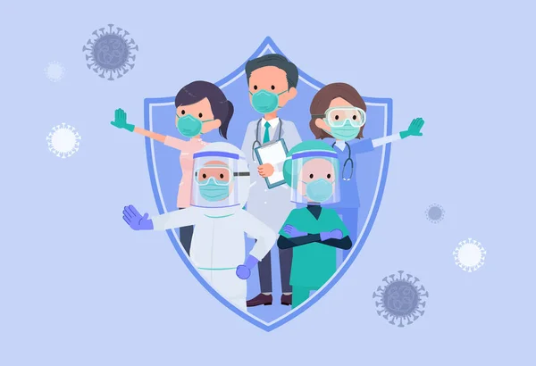 Image Medical Personnel Protecting Viruses Vector Art Easy Edit — стоковый вектор