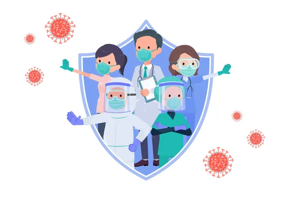 Image Medical Personnel Protecting Viruses Vector Art Easy Edit — стоковый вектор