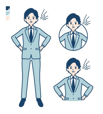 Öfke görüntüleriyle takım elbiseli genç bir iş adamı