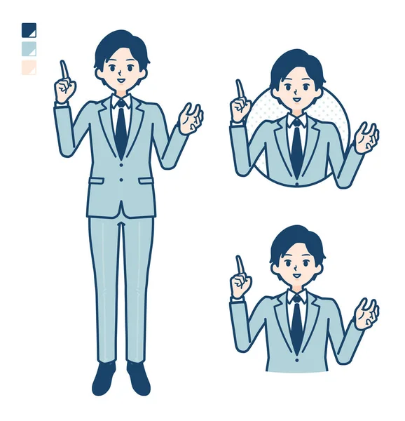 Takım elbiseli, konuşan bir iş adamı.