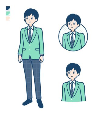 Yana bakan yeşil ceketli bir öğrenci.