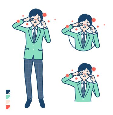 Polen alerjisi olan yeşil ceketli bir öğrenci.