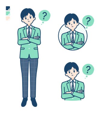 Soru resimli yeşil ceketli bir öğrenci.