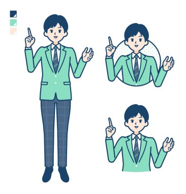 Yeşil ceketli, konuşan bir öğrenci.