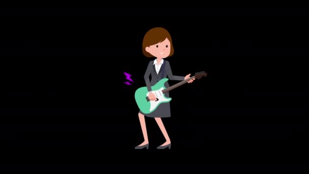 Scene Woman Business Suit Playing Guitar Motion Illustration Smooth Movement — Stock Video