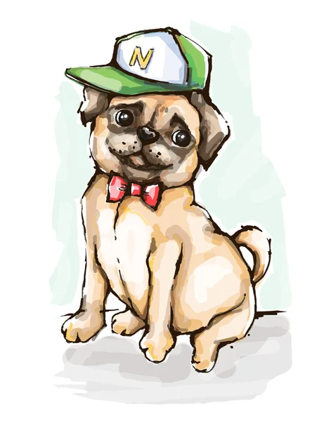 Pug dog in a hipster style — Stock Vector