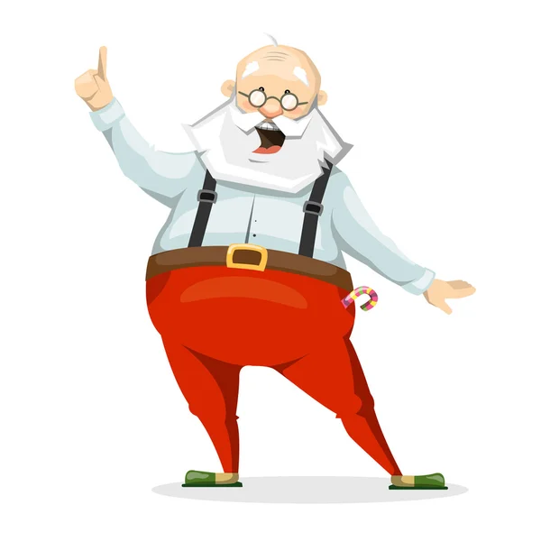 Le caractère émotionnel du Père Noël en pantoufles — Image vectorielle