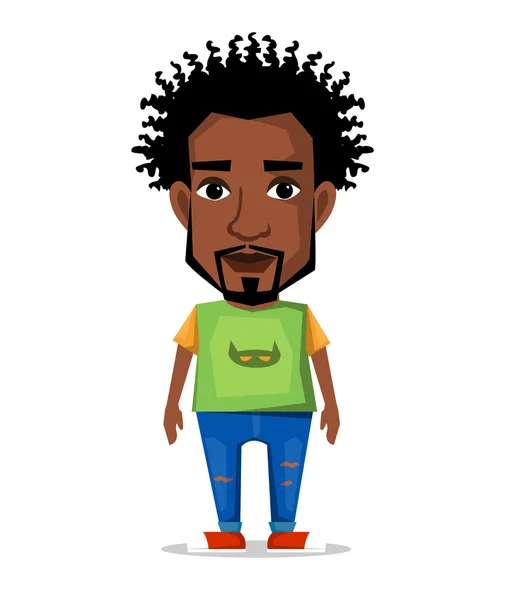 O caráter de um homem negro em estilo plano — Vetor de Stock