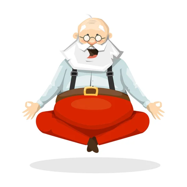 Santa Claus Yogui. Sentado en postura de yoga — Vector de stock