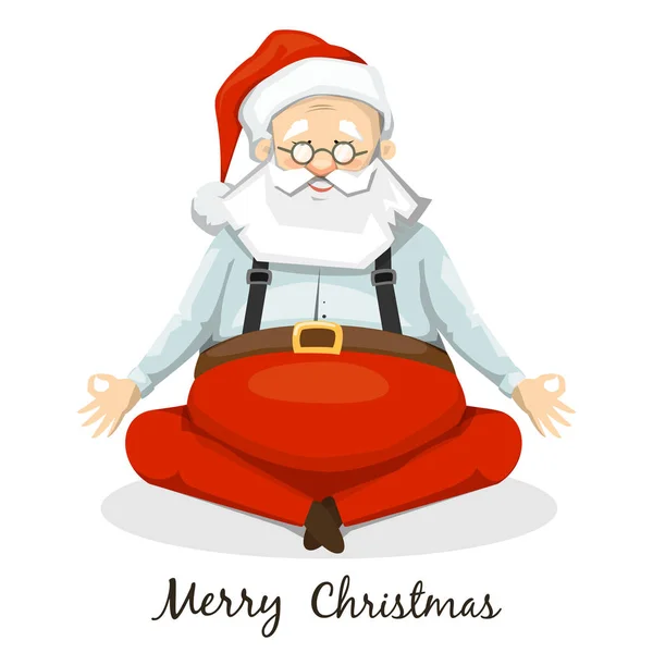 Santa Claus Yogui. Sentado en postura de yoga — Vector de stock