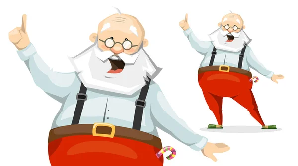 Père Noël le personnage de dessin animé émotionnel dans Pantoufles — Image vectorielle