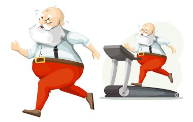 Bir koşu bandı üzerinde Noel Baba sokak treynerler