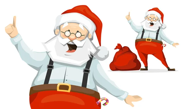 Santa Claus and his sack of presents — Stock Vector