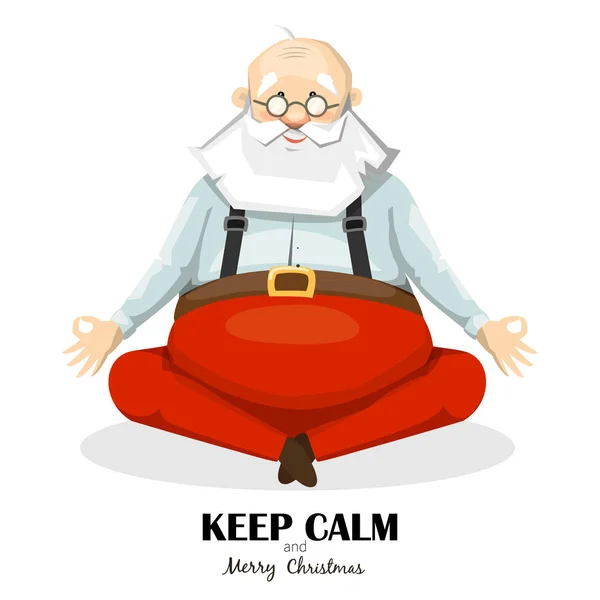 Santa Claus Yogui. Sentado en postura de yoga — Vector de stock