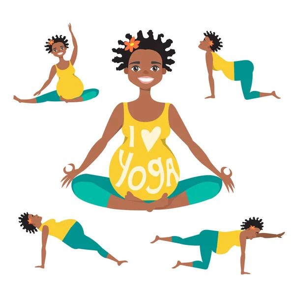 Mooie zwangere moeder doet yoga — Stockvector