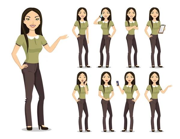 Imagen vectorial de un personaje de mujer joven . — Vector de stock