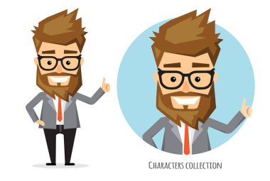 Gülümseyen ve önerilen olumlu adam.