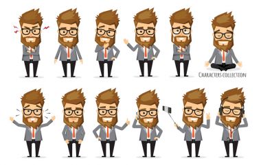 İş adamı için duygular kümesi.