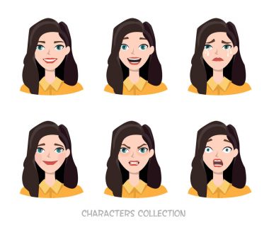 İş kadını için duygular kümesi.