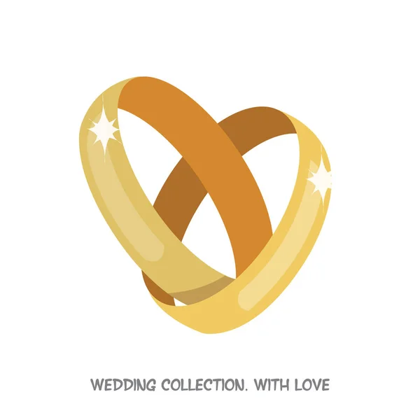 Anéis de casamento coração — Vetor de Stock