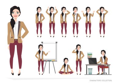 İş kadını için duygular kümesi.