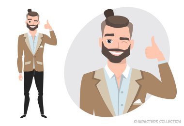 Gülümseyen ve önerilen olumlu adam.