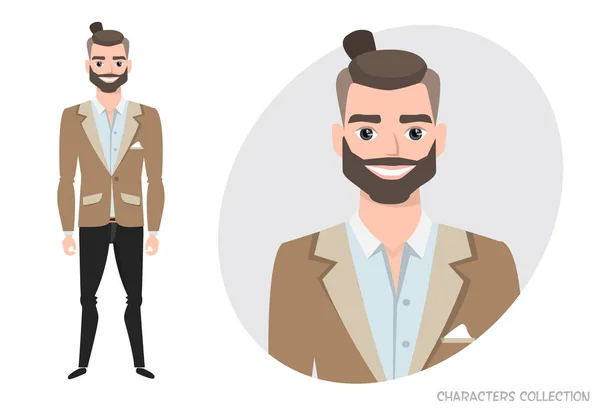 Işadamı resmi kıyafetli sakallı — Stok Vektör