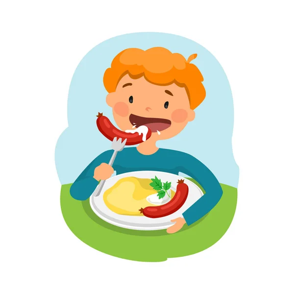 Criança comer alimentos saudáveis —  Vetores de Stock