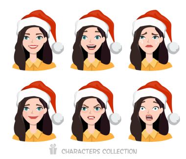 Noel Baba şapkası farklı duygular ile kadınlarda