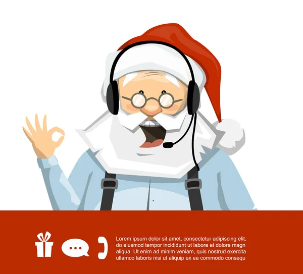 Père Noël avec personnage vectoriel casque — Image vectorielle