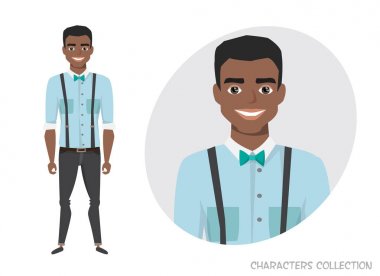 Stylish young black african american man in casual clothes. clipart