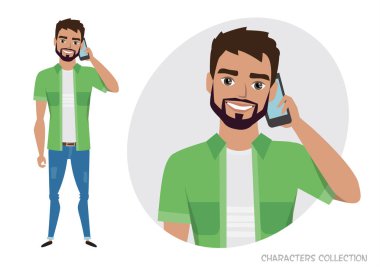 Bir adam telefonda konuşuyor.