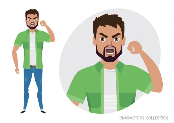 The evil man threatens with his hand — Stock Vector