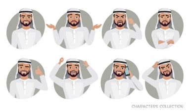 Arap adam karakter kümesi duyguların