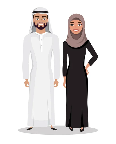 アラビア語の伝統的な民族衣装の男女 — ストックベクタ