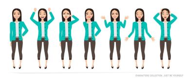 Duygular ve genç Asyalı kadın hareketlerine kümesi.