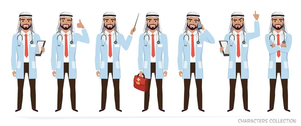イスラム教徒アラビア語医者男性キャラクター — ストックベクタ