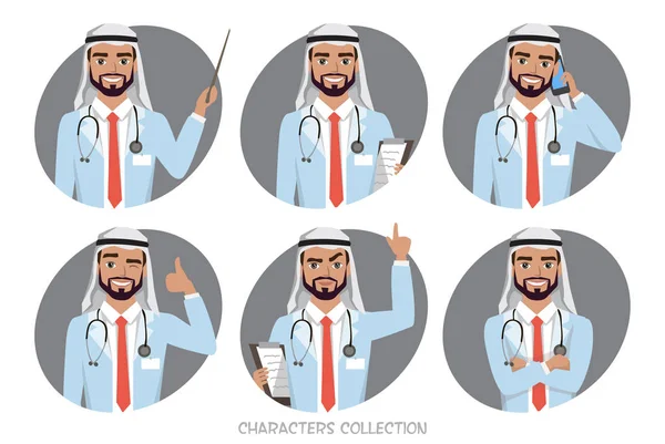 Muslim Arab dokter karakter pria - Stok Vektor