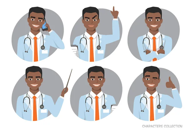 Afro-Amerikaanse arts met een stethoscoop — Stockvector