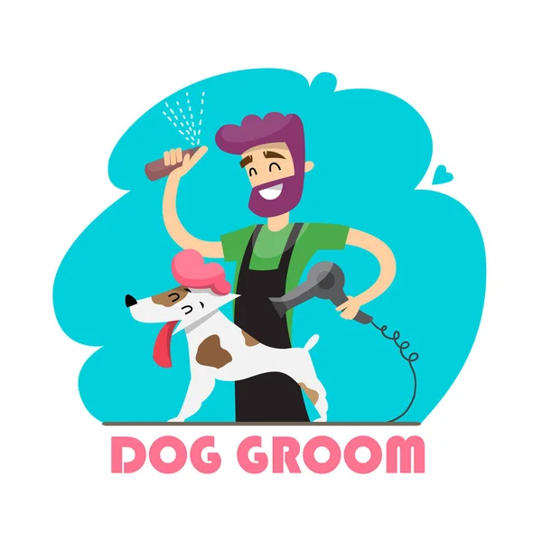 Cute dog at groomer salon — Stock Vector