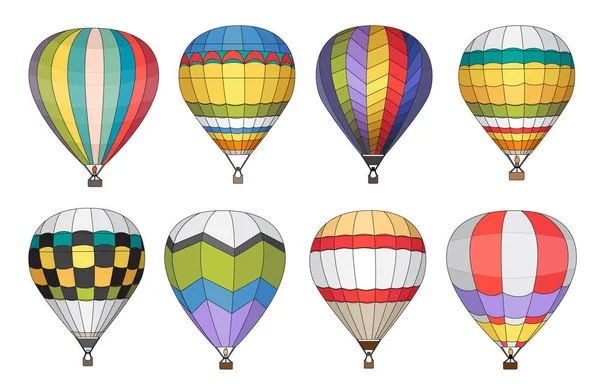 Hot air balloon vector icons set — Stock Vector